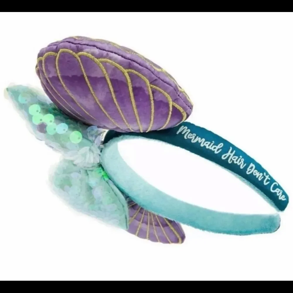 Disney Parks The Little Mermaid Ariel Iridescent Minnie Seashell Ears Headband.